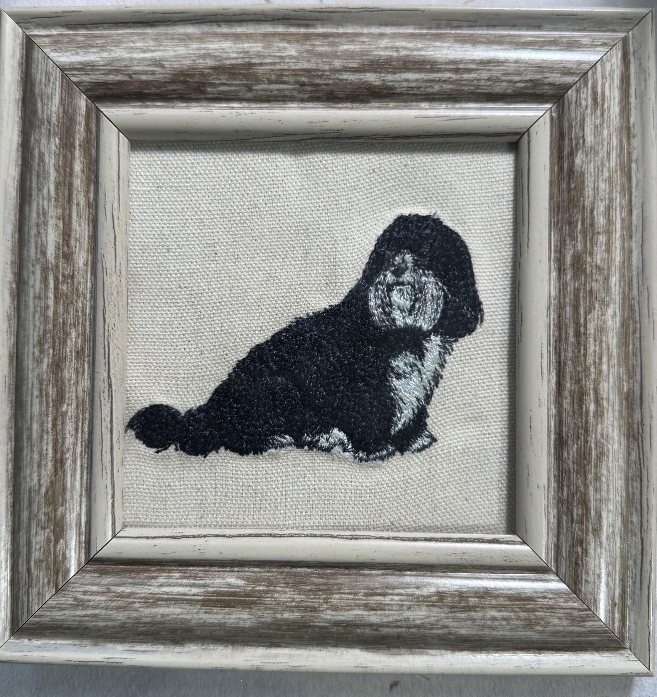 Lhasa Apso Machine Embroidered Art | Framed Dog Breed Décor