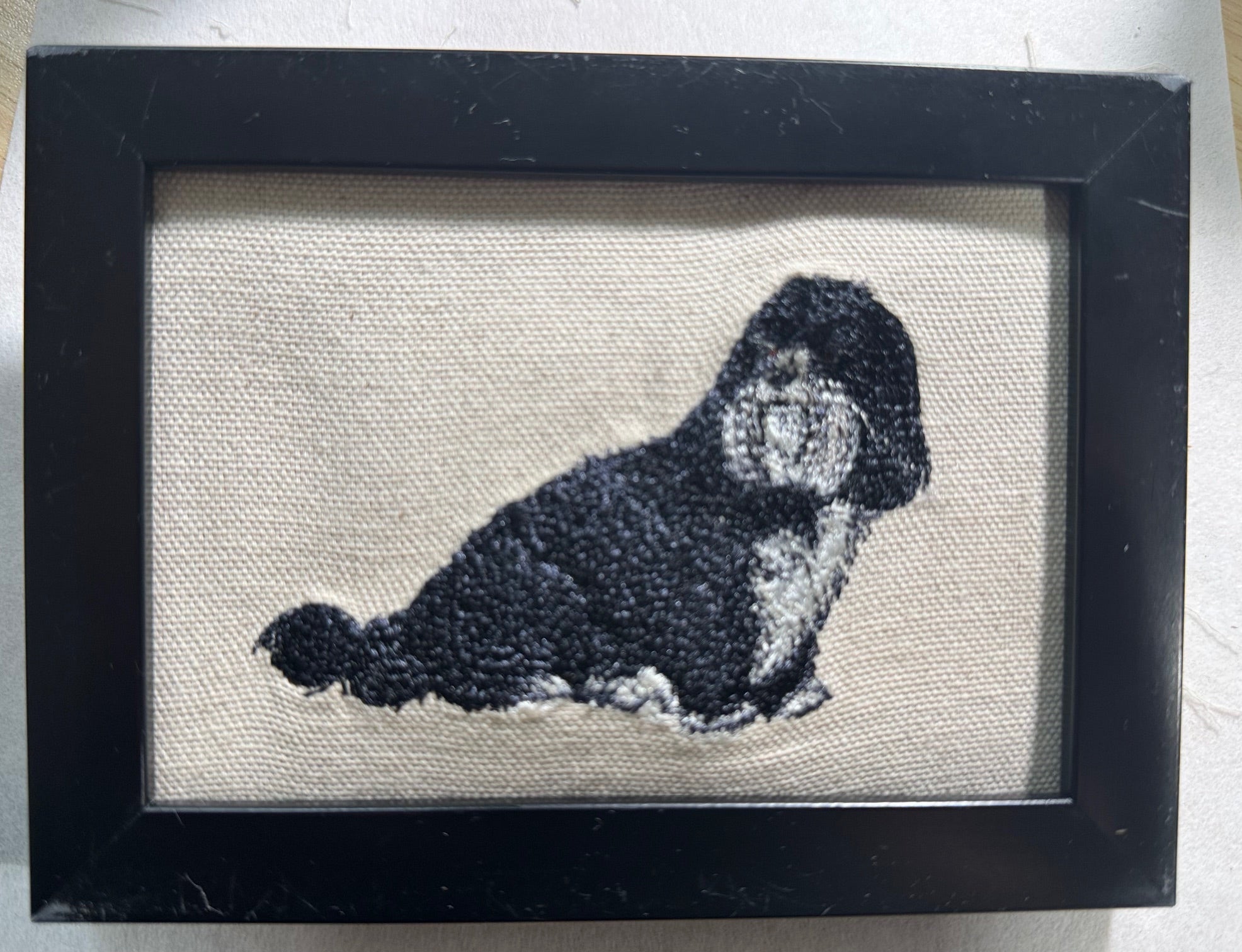 Lhasa Apso Machine Embroidered Art | Framed Dog Breed Décor