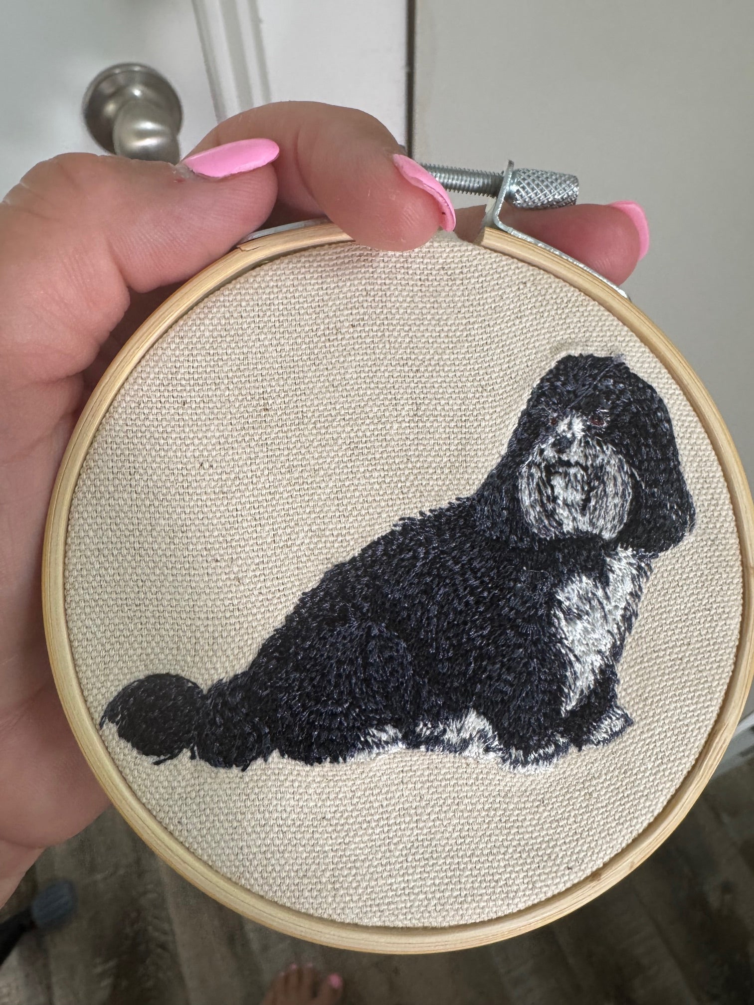 Lhasa Apso Machine Embroidered Art | Framed Dog Breed Décor