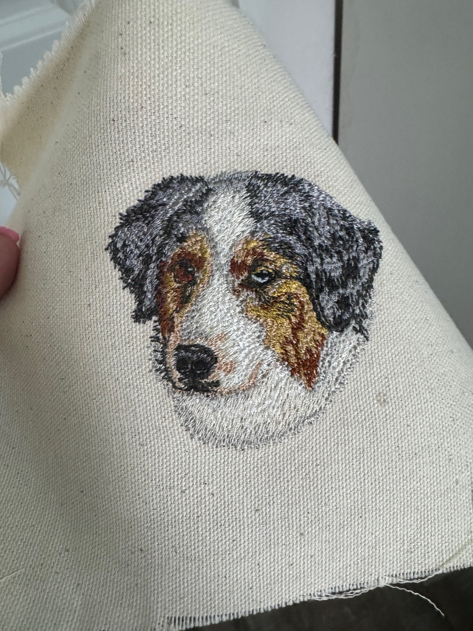 Australian Shepherd Machine Embroidered Art | Framed Dog Breed Décor