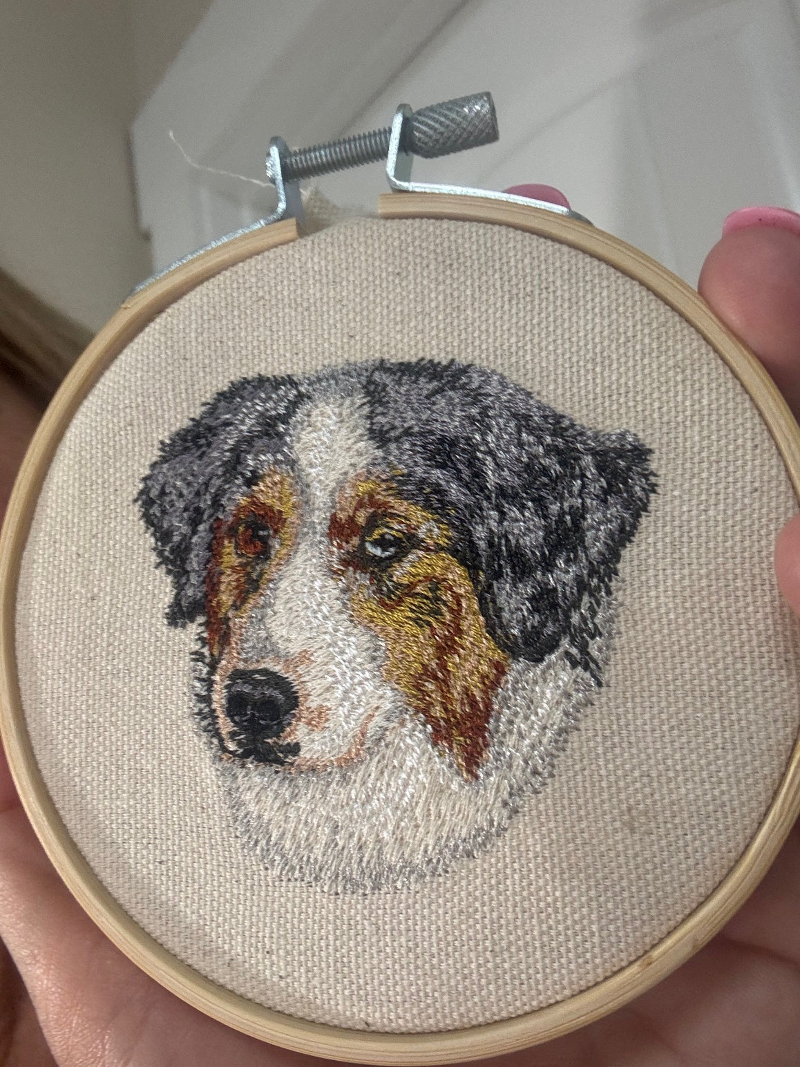 Australian Shepherd Machine Embroidered Art | Framed Dog Breed Décor