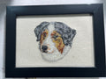 Australian Shepherd Machine Embroidered Art | Framed Dog Breed Décor