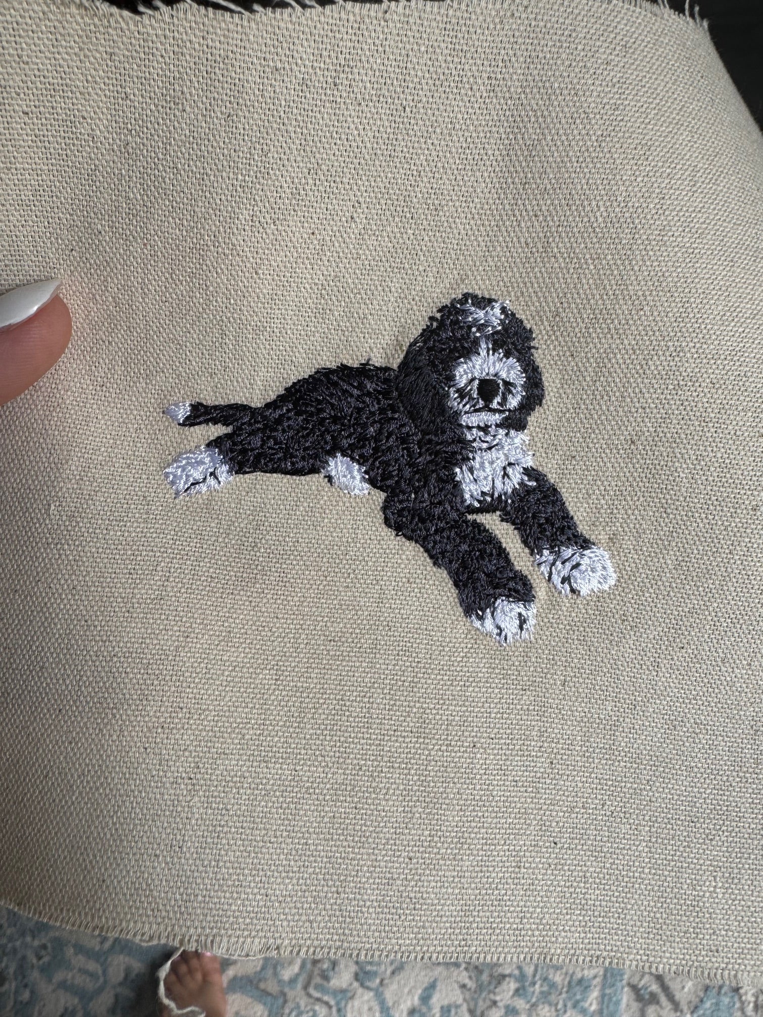 Bernedoodle Machine Embroidered Art | Framed Dog Breed Décor