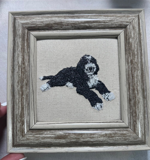 Bernedoodle Machine Embroidered Art | Framed Dog Breed Décor