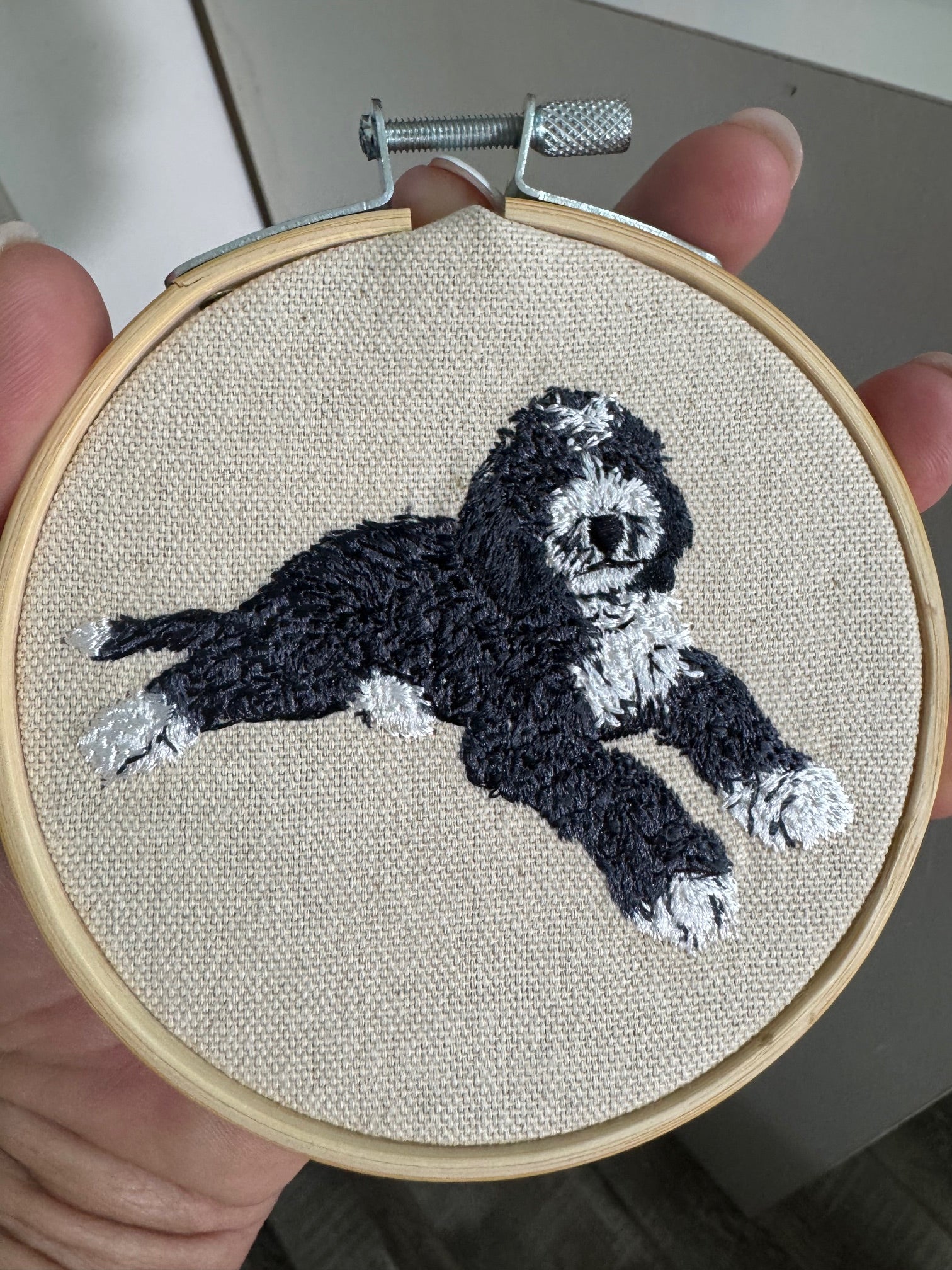 Bernedoodle Machine Embroidered Art | Framed Dog Breed Décor