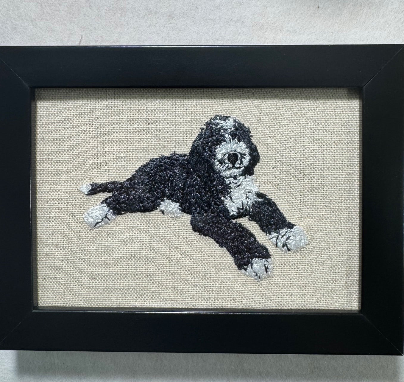 Bernedoodle Machine Embroidered Art | Framed Dog Breed Décor