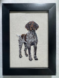 German Pointer Brown Machine Embroidered Art | Framed Dog Breed Décor