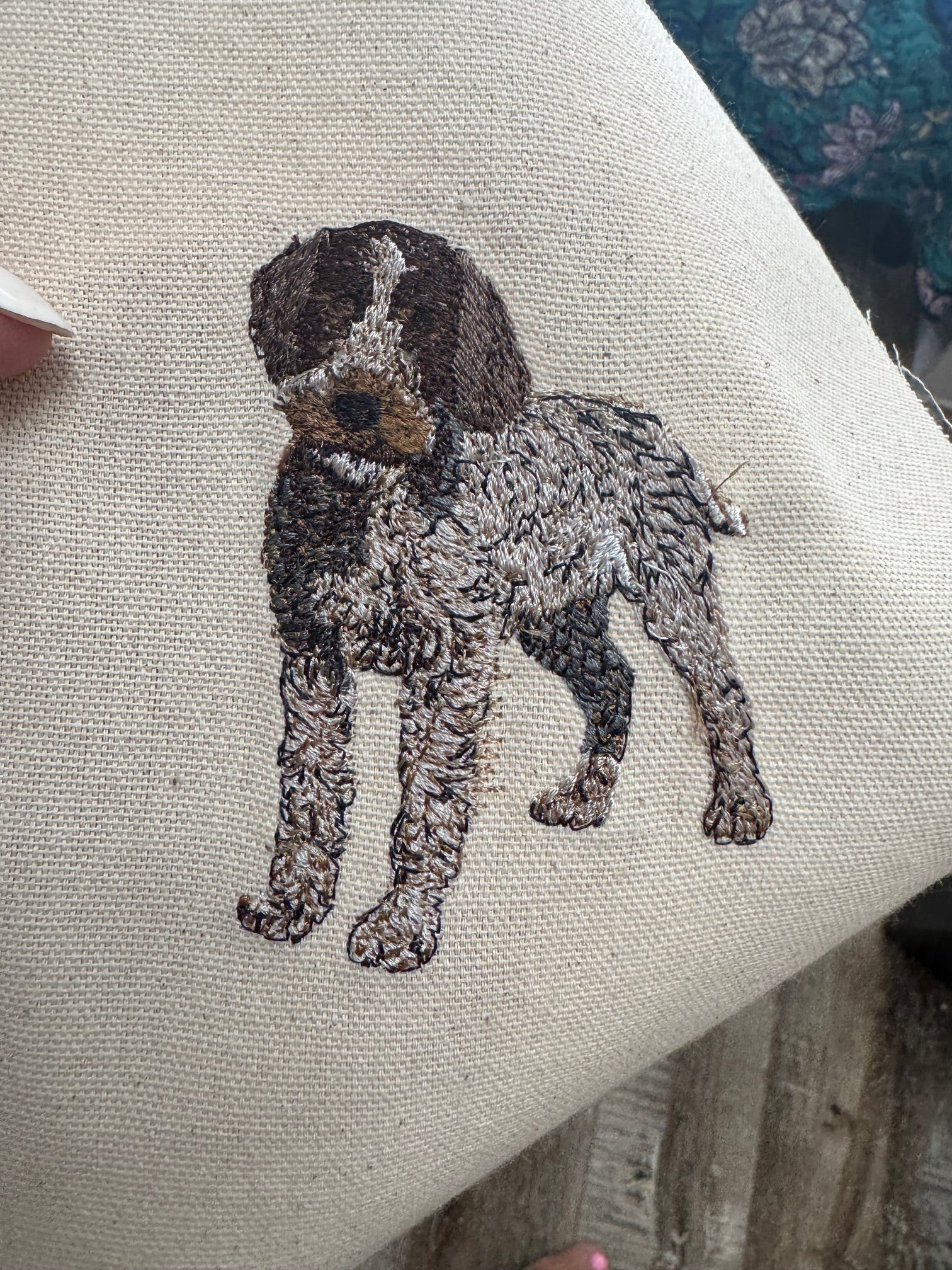 German Pointer Machine Embroidered Art | Framed Dog Breed Décor