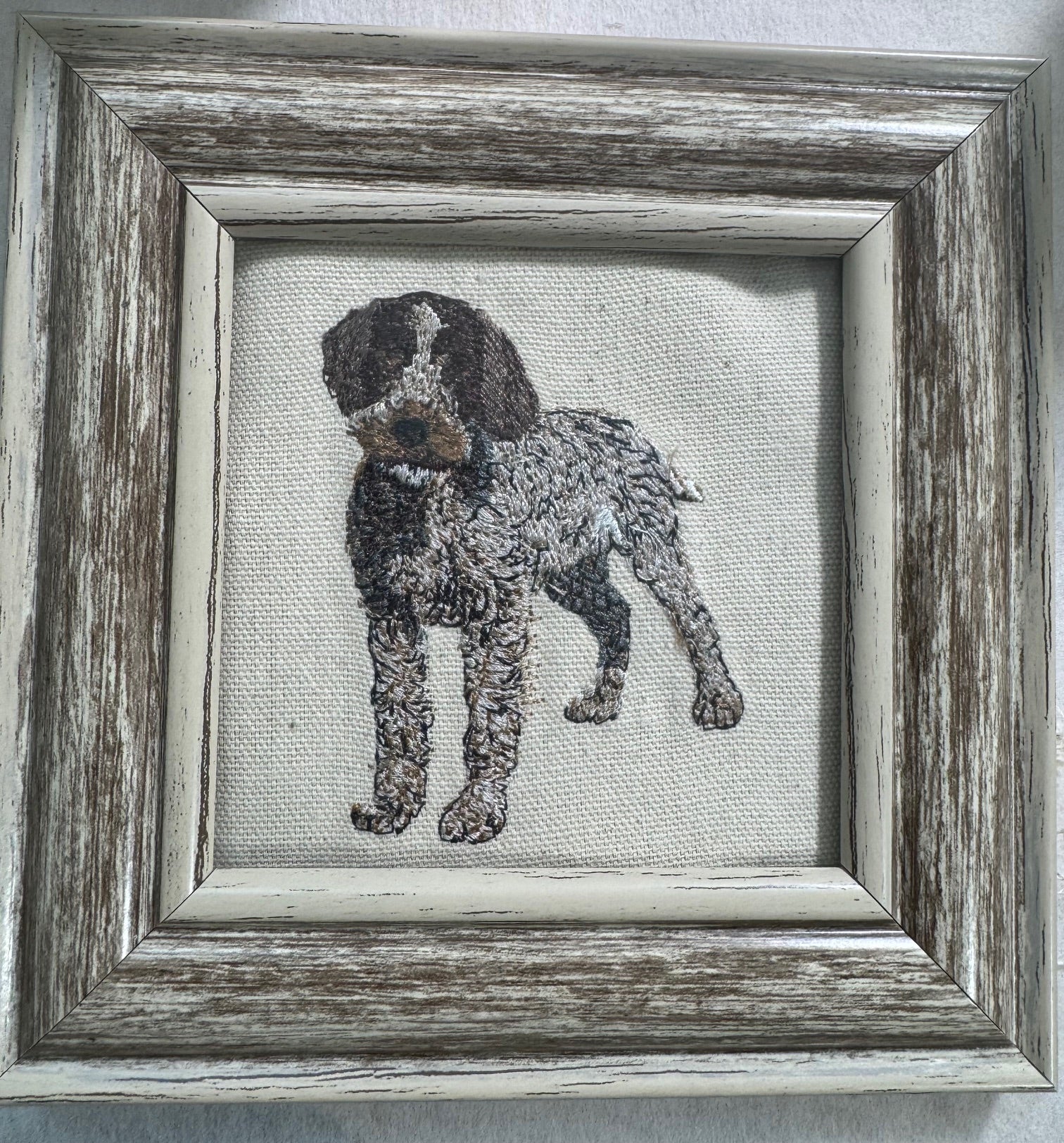 German Pointer Machine Embroidered Art | Framed Dog Breed Décor