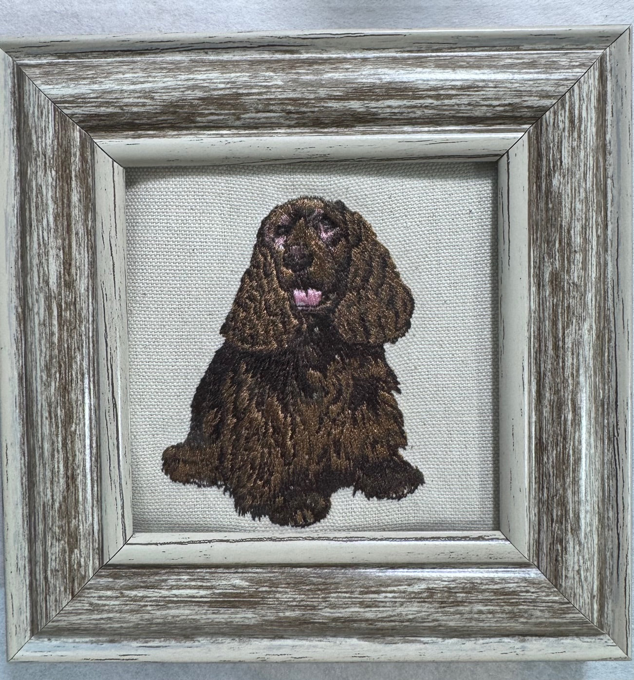 Cocker Spaniel Machine Embroidered Art | Framed Dog Breed Décor