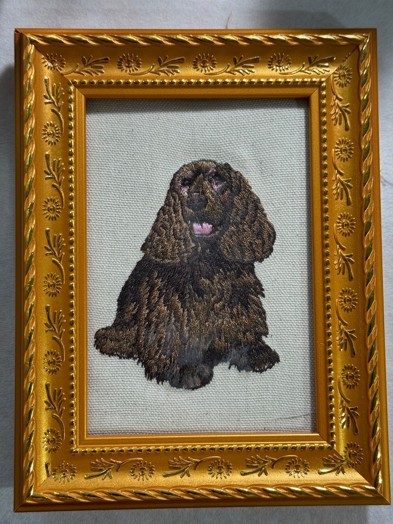 Cocker Spaniel Machine Embroidered Art | Framed Dog Breed Décor