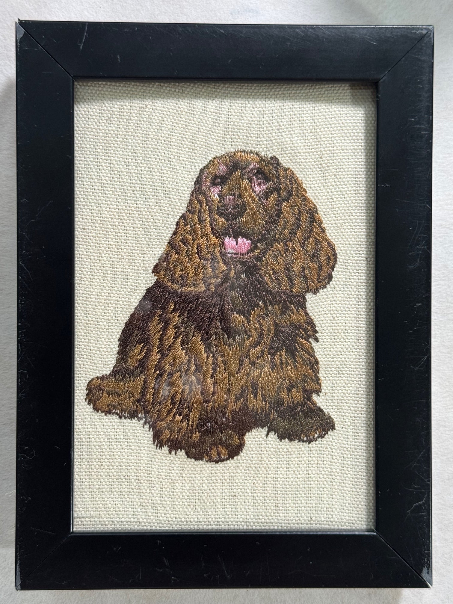 Cocker Spaniel Machine Embroidered Art | Framed Dog Breed Décor