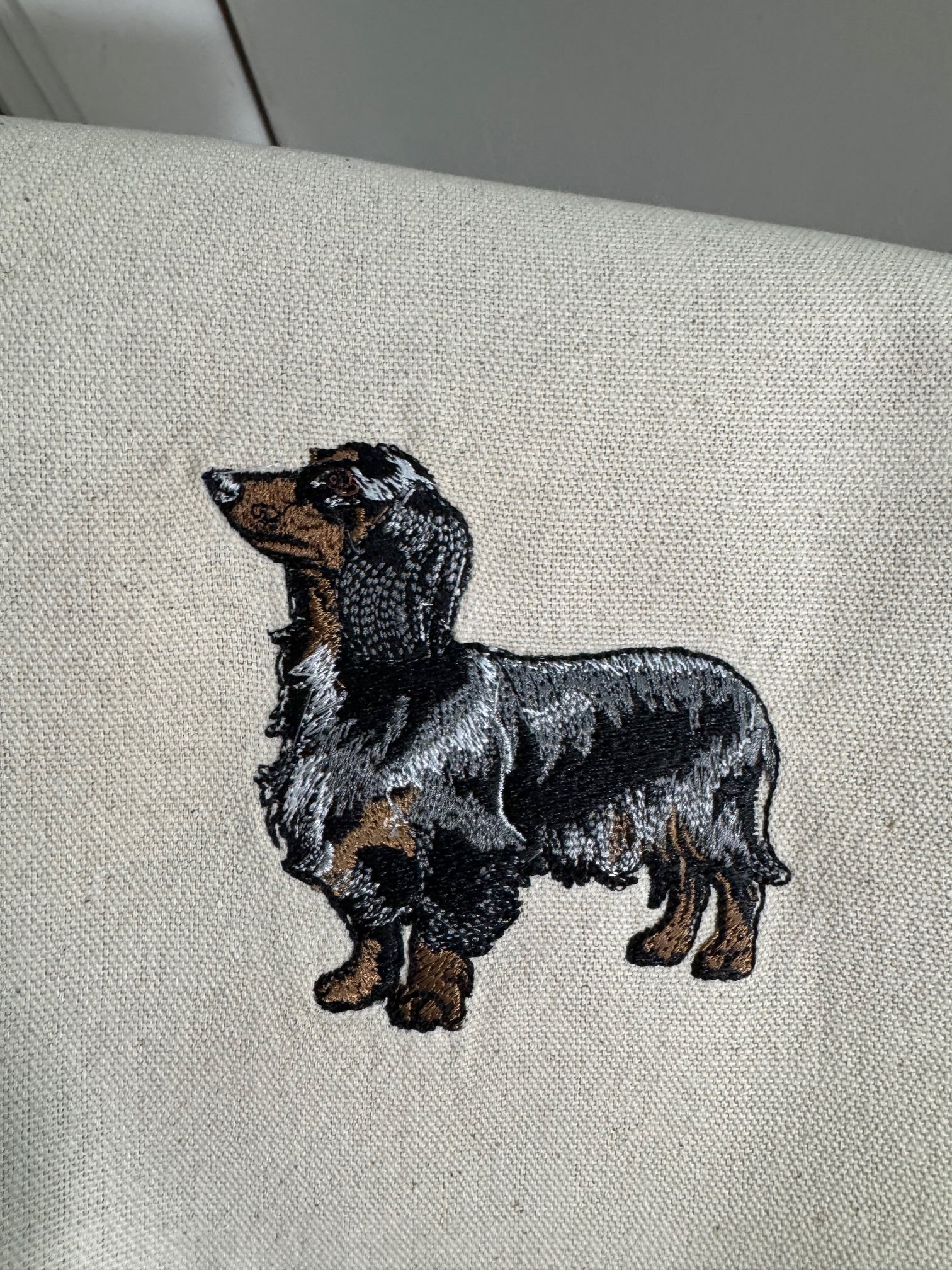 Dapple Dachshund Machine Embroidered Art | Framed Dog Breed Décor