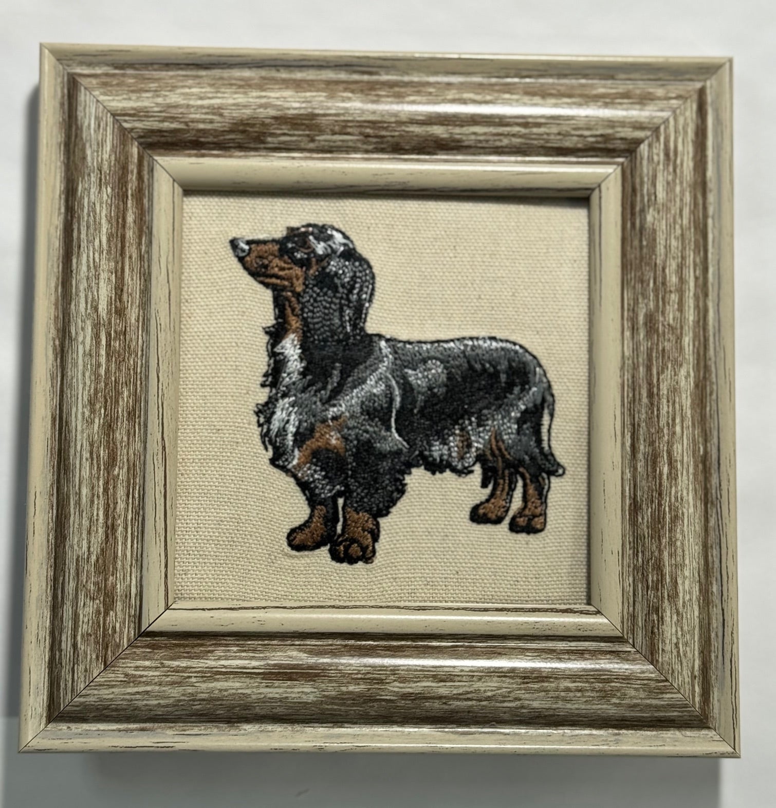 Dapple Dachshund Machine Embroidered Art | Framed Dog Breed Décor