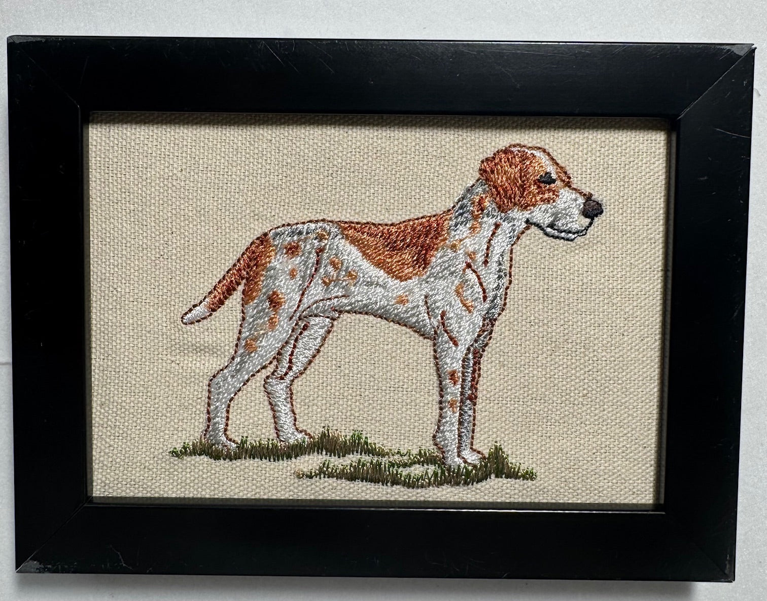 Brittany Spaniel Machine Embroidered Framed Art No. 2 | Tabletop Decor