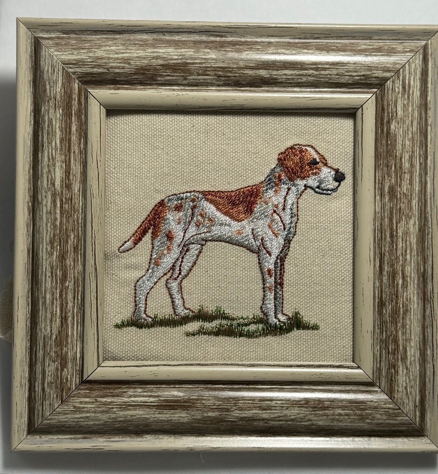 Brittany Spaniel Machine Embroidered Framed Art No. 2 | Tabletop Decor