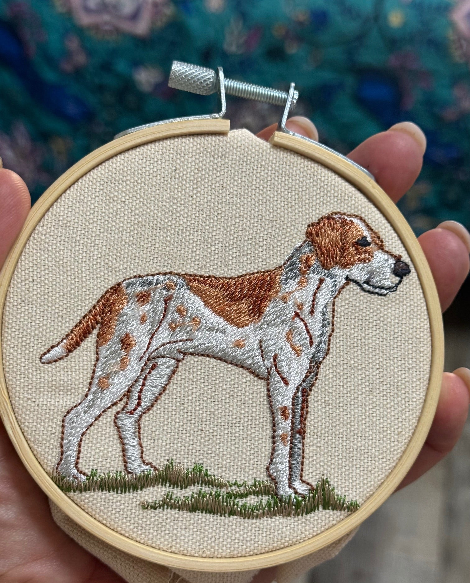Brittany Spaniel Machine Embroidered Framed Art No. 2 | Tabletop Decor