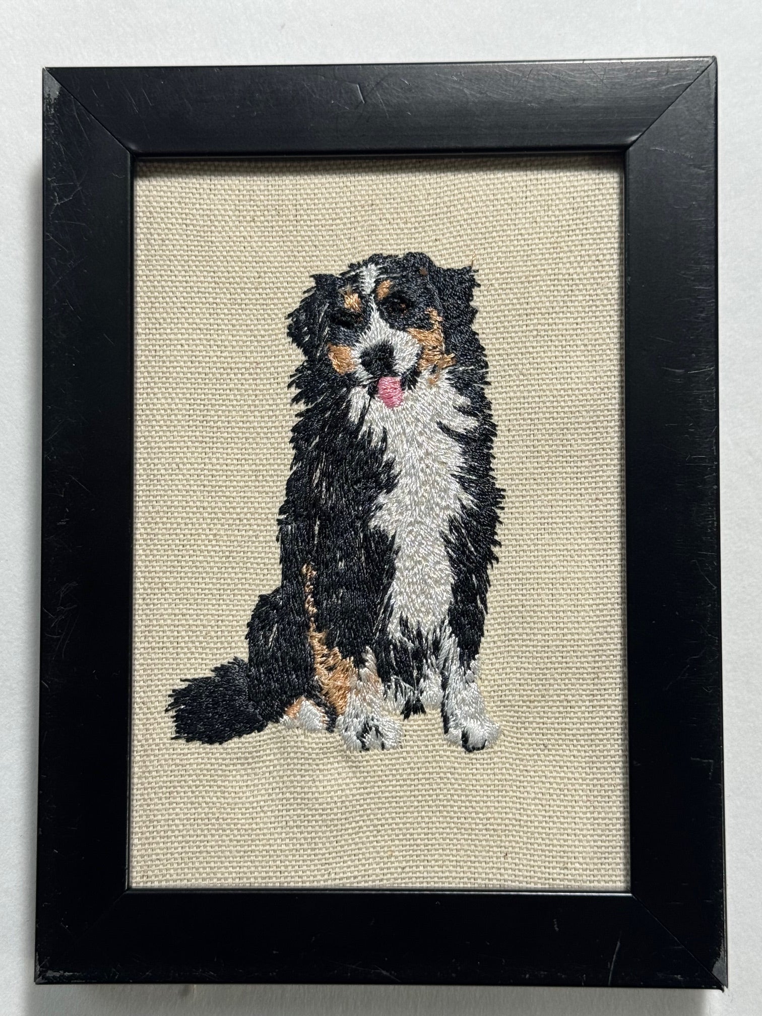 Australian Shepherd (Aussie) Machine Embroidered Framed Art | Tabletop Decor