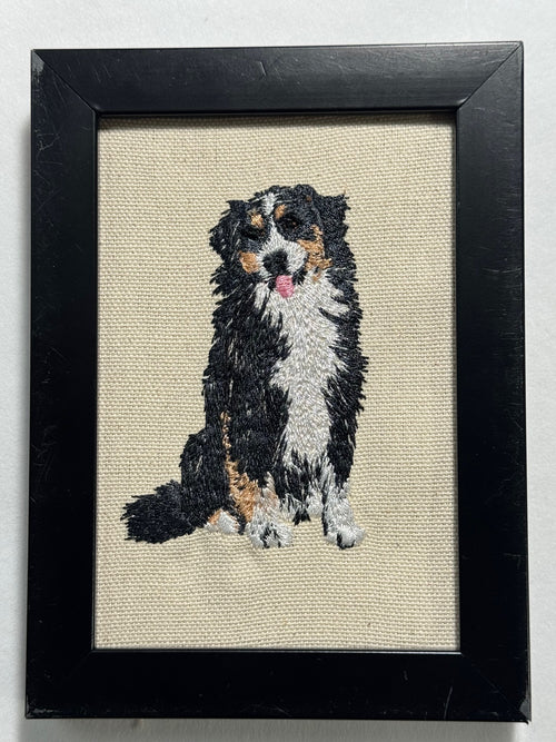 Australian Shepherd (Aussie) Machine Embroidered Framed Art | Tabletop Decor