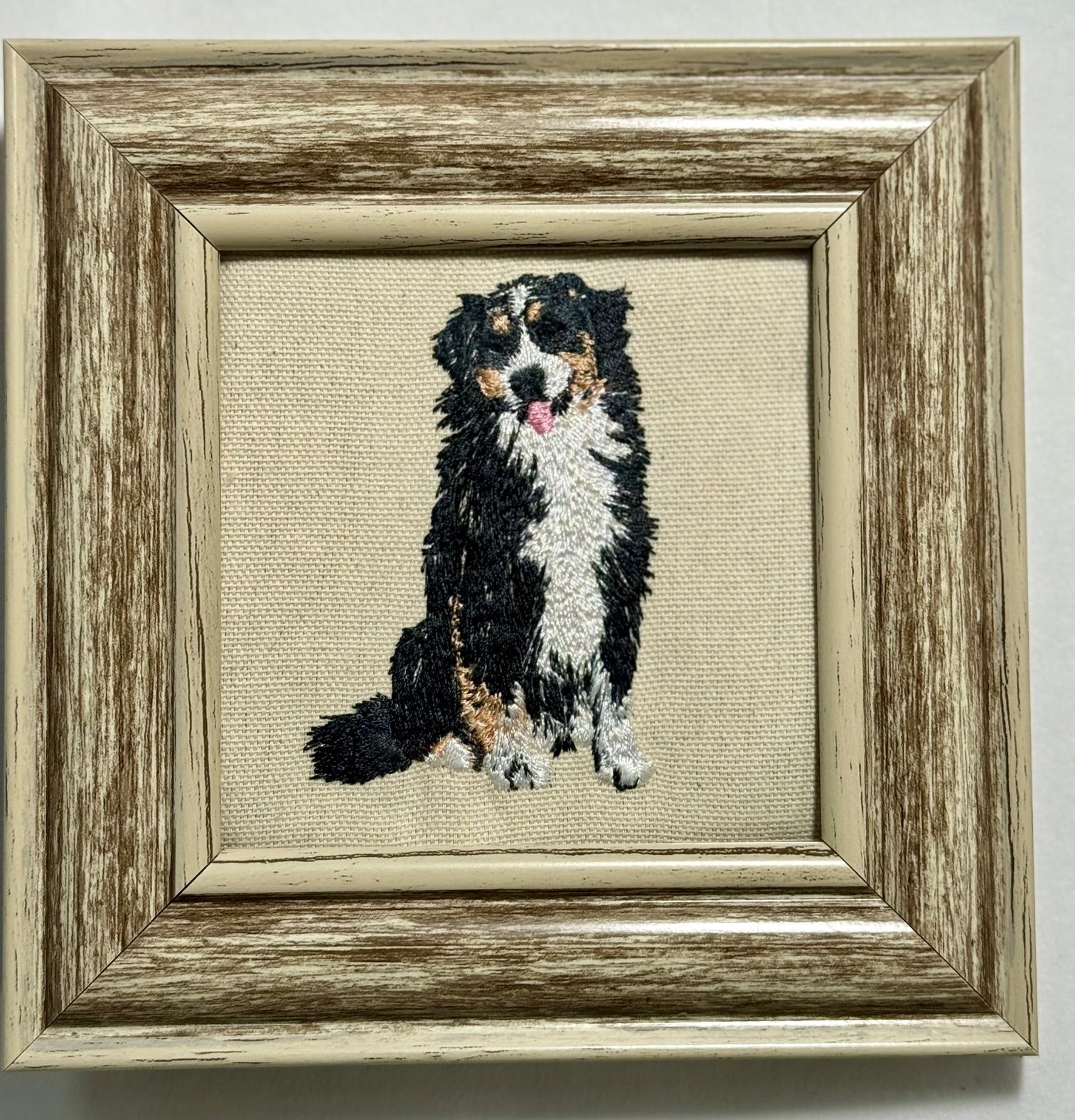 Australian Shepherd (Aussie) Machine Embroidered Framed Art | Tabletop Decor