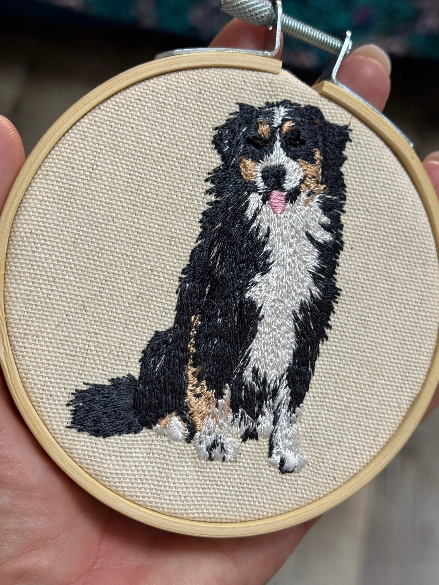 Australian Shepherd (Aussie) Machine Embroidered Framed Art | Tabletop Decor