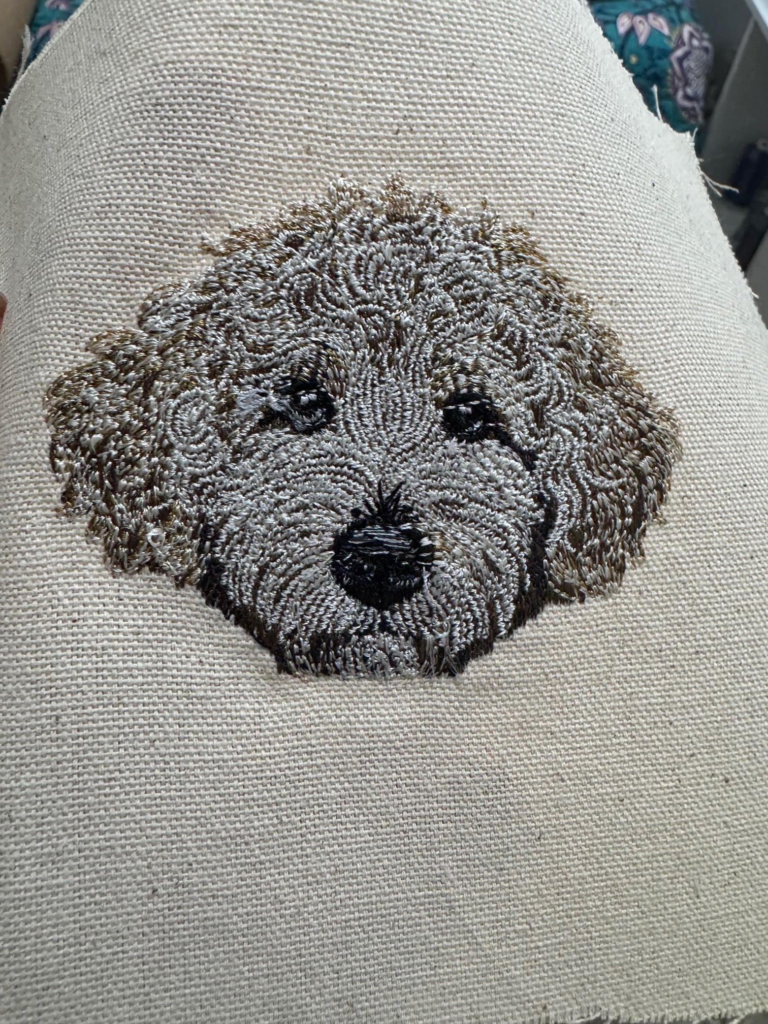 Goldendoodle Machine Embroidered Framed Art No. 2 | Tabletop Decor
