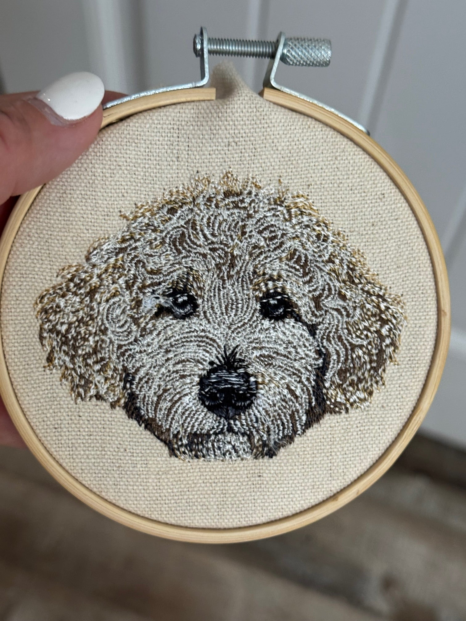 Goldendoodle Machine Embroidered Framed Art No. 2 | Tabletop Decor