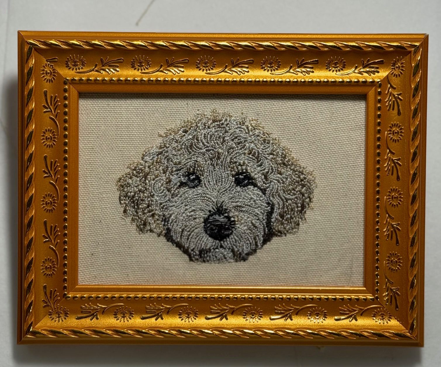 Goldendoodle Machine Embroidered Framed Art No. 2 | Tabletop Decor