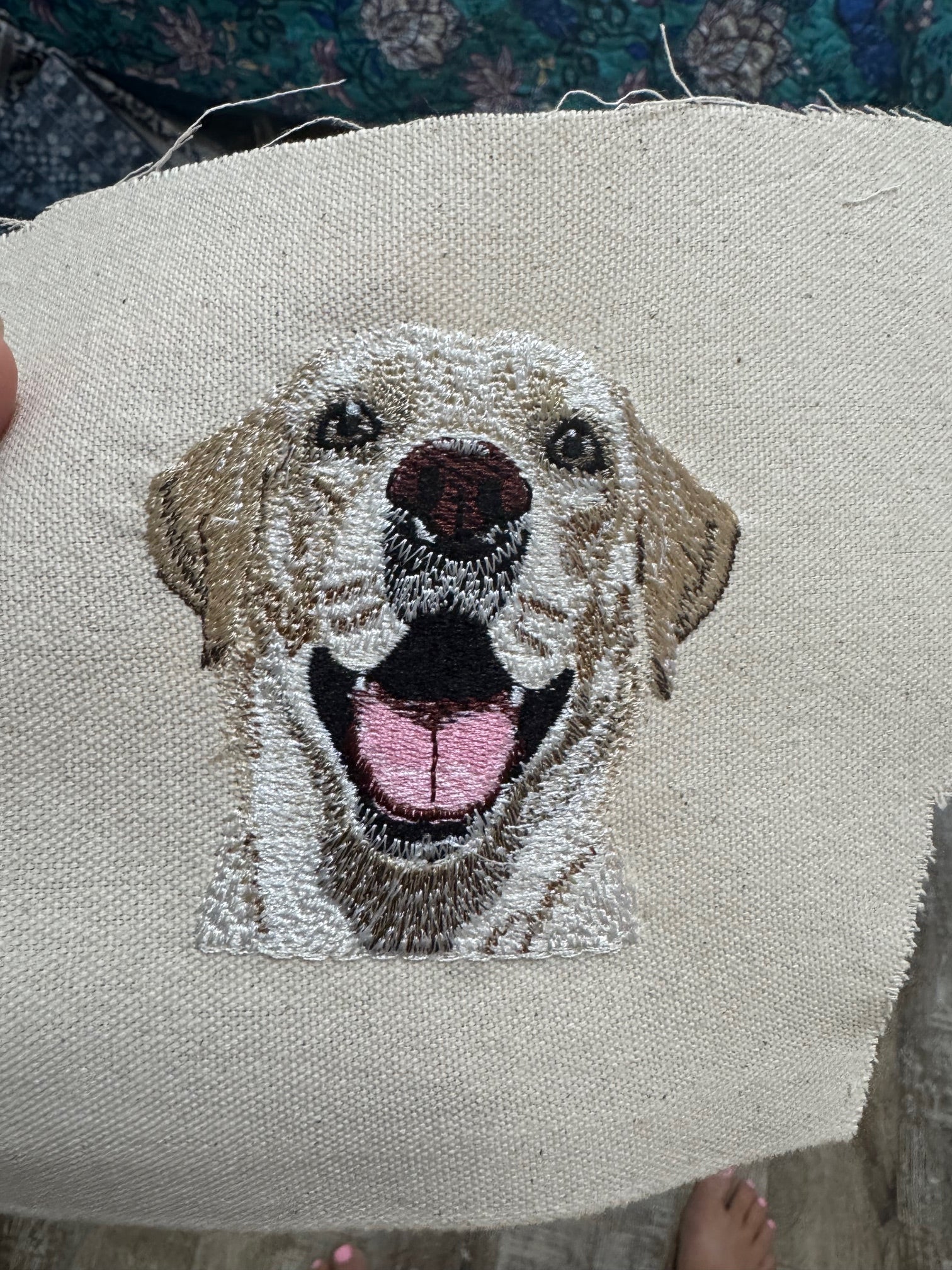 Labrador Retriever Machine Embroidered Framed Art | Tabletop Decor