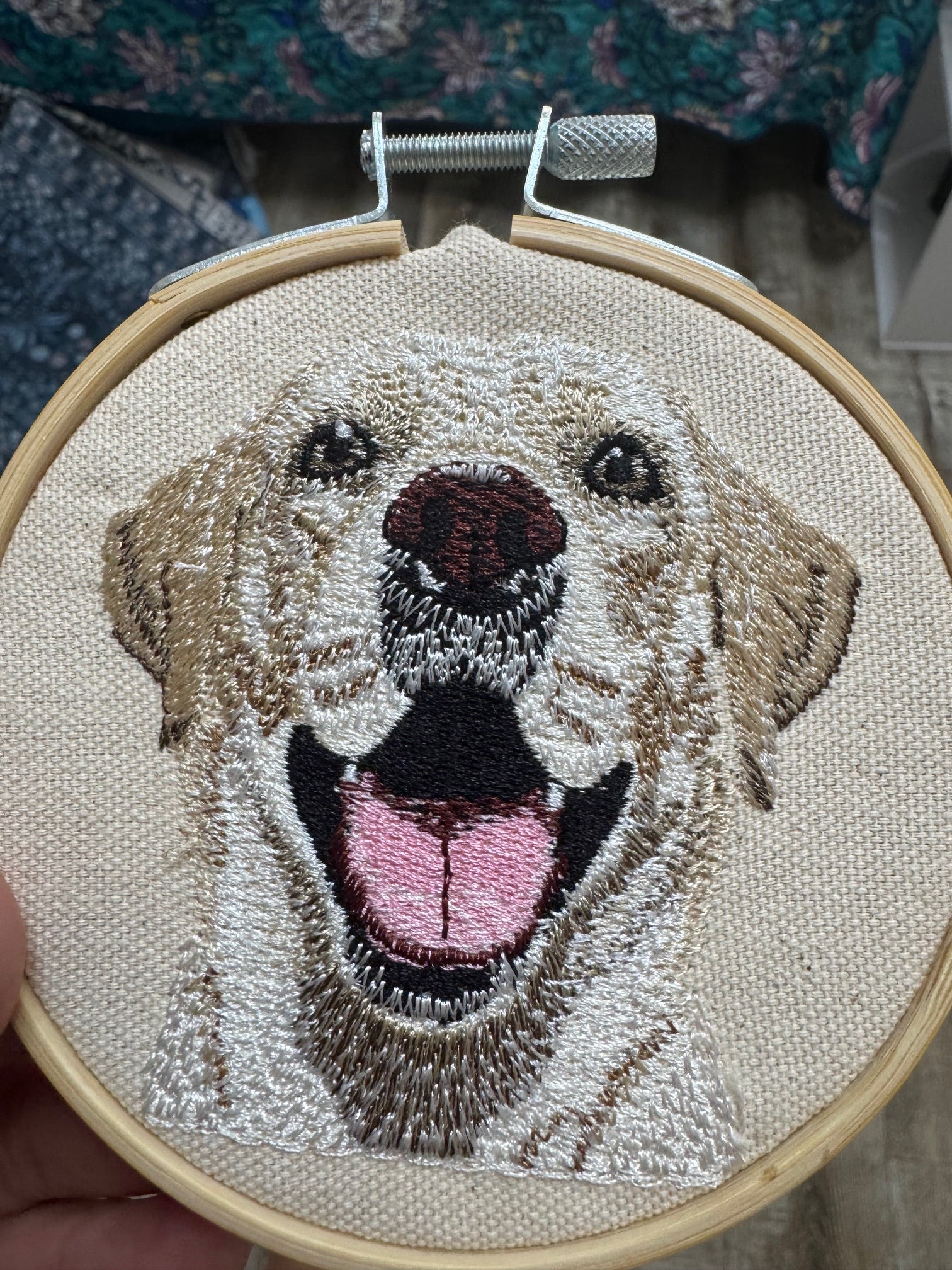 Labrador Retriever Machine Embroidered Framed Art | Tabletop Decor
