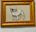 Cream French Bulldog (Frenchie) Machine Embroidered Framed Art | Tabletop Decor