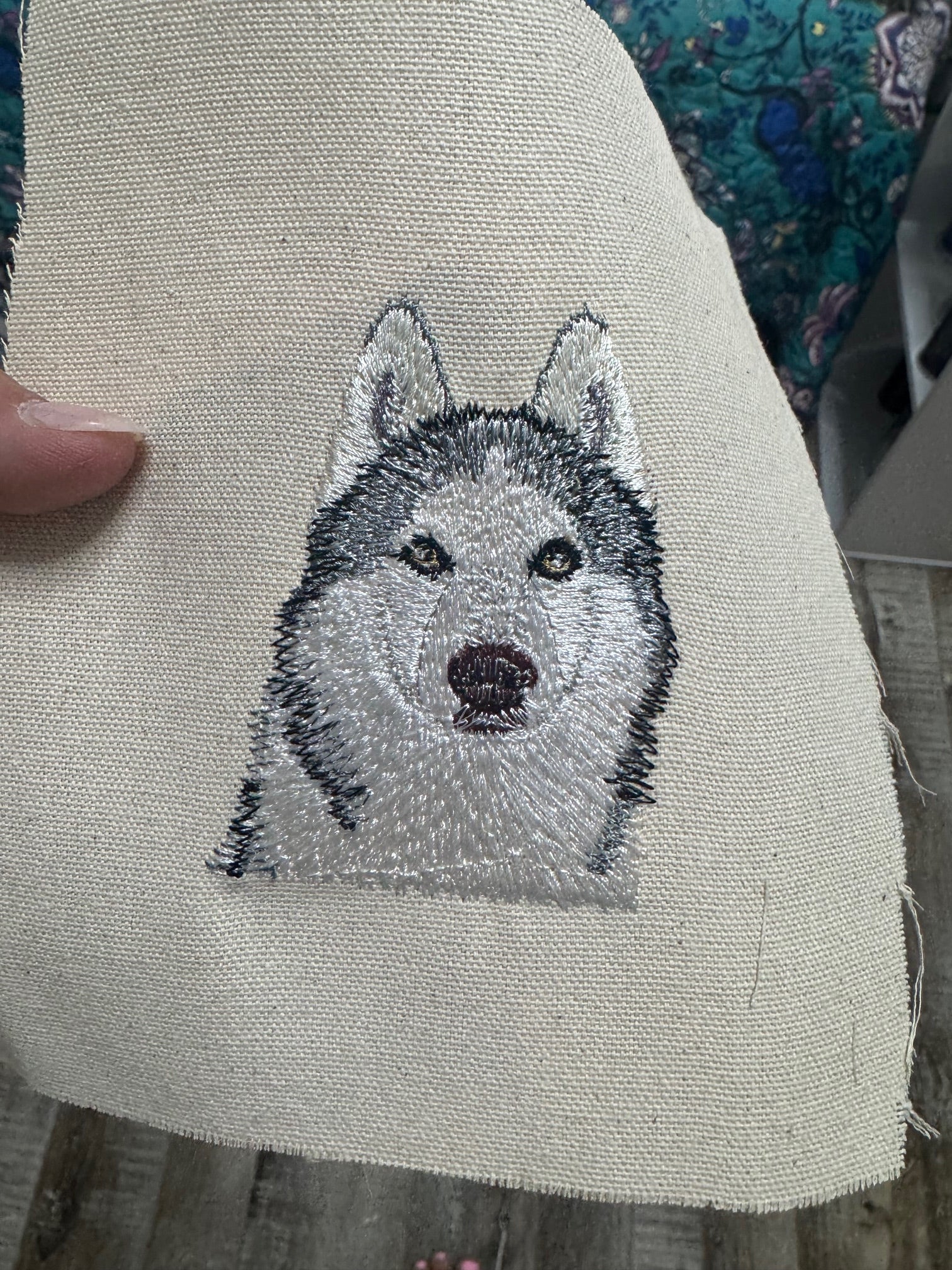 Alaskan Malamute Machine Embroidered Framed Art | Tabletop Decor