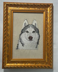 Alaskan Malamute Machine Embroidered Framed Art | Tabletop Decor