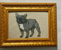 Grey French Bulldog (Frenchie) Machine Embroidered Framed Art | Tabletop Decor