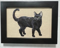 Black Cat Machine Embroidered Framed Art | Tabletop Decor