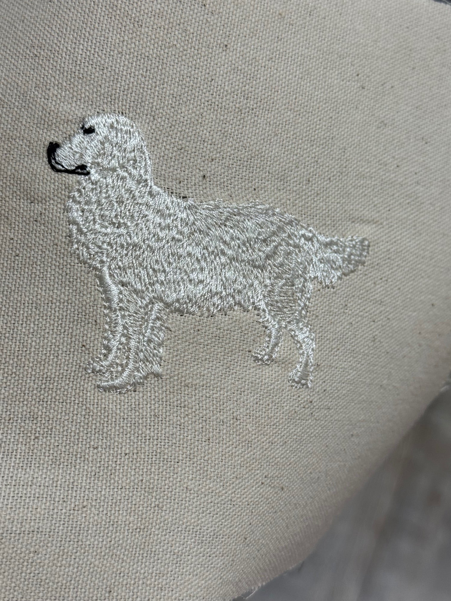 Cream Golden Retriever — Machine Embroidered Framed Art | Tabletop Decor