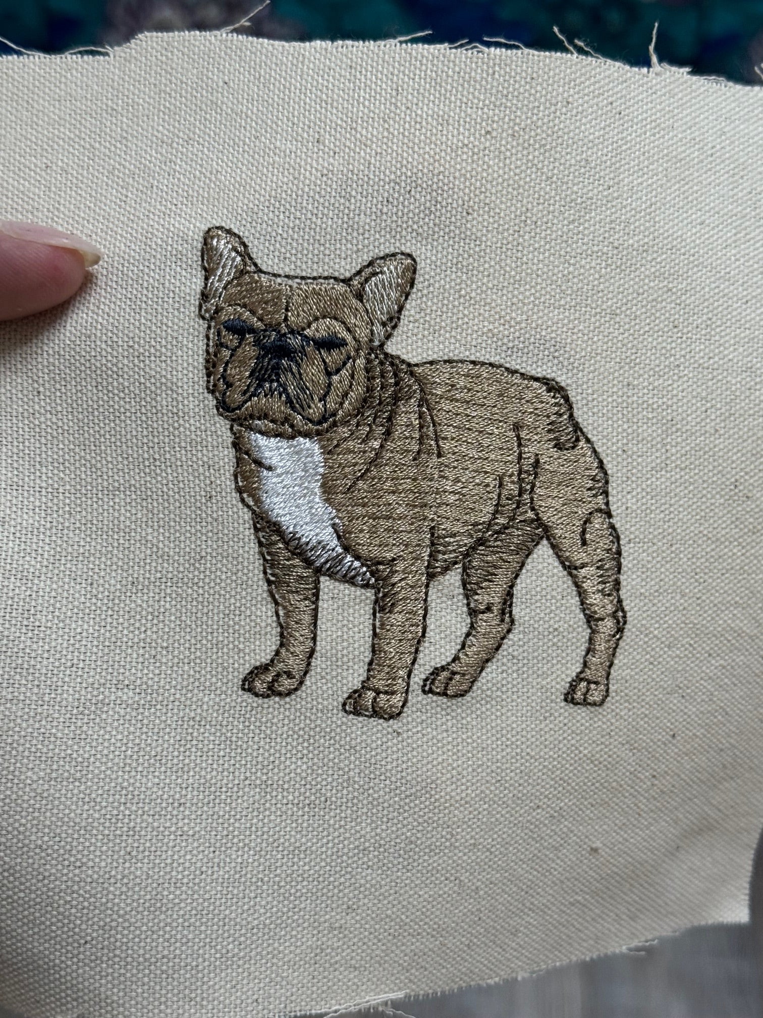 French Bulldog Machine Embroidered Framed Art | Frenchie Tabletop Decor