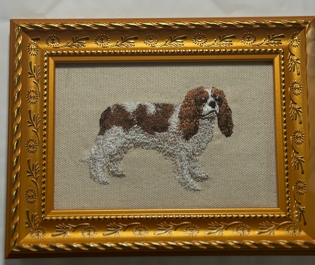 Cavalier King Charles Spaniel — Machine Embroidered Framed Art | Tabletop Decor