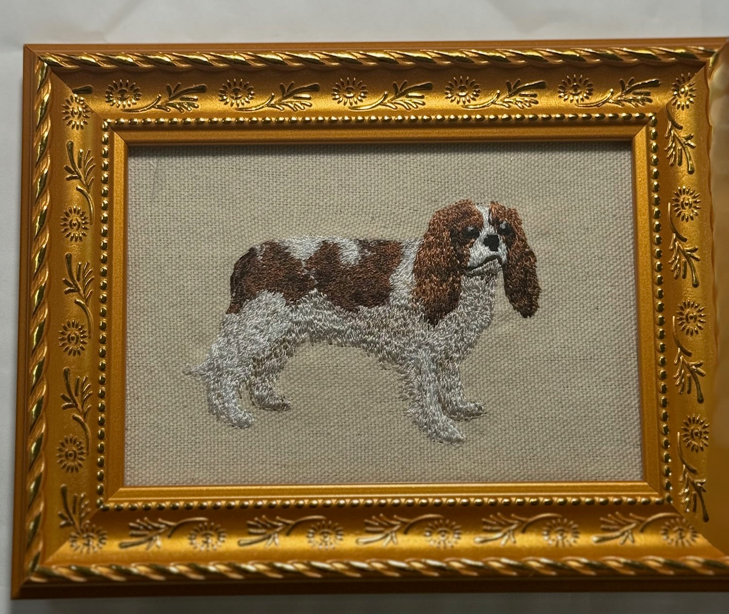 Cavalier King Charles Spaniel — Machine Embroidered Framed Art | Tabletop Decor