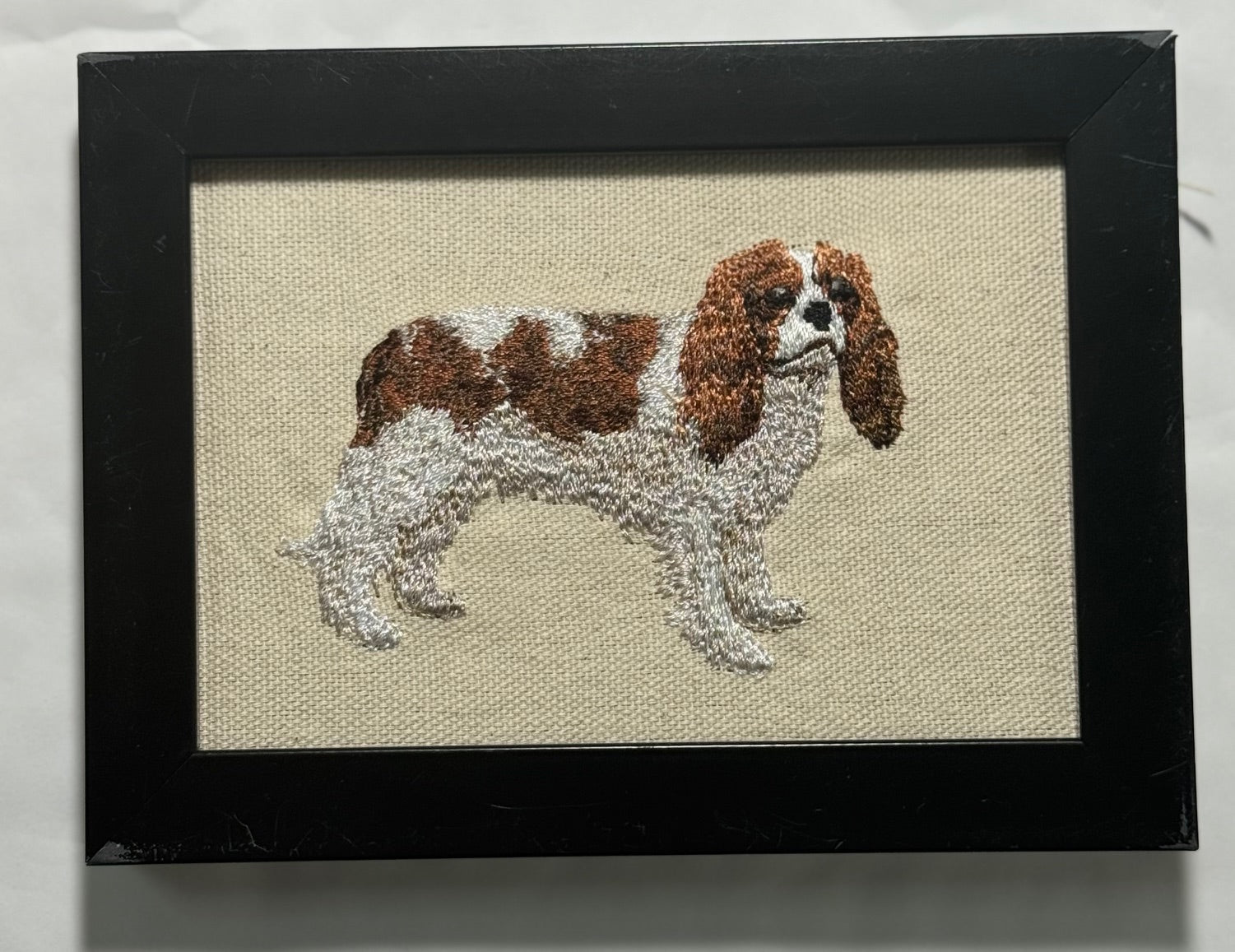 Cavalier King Charles Spaniel — Machine Embroidered Framed Art | Tabletop Decor
