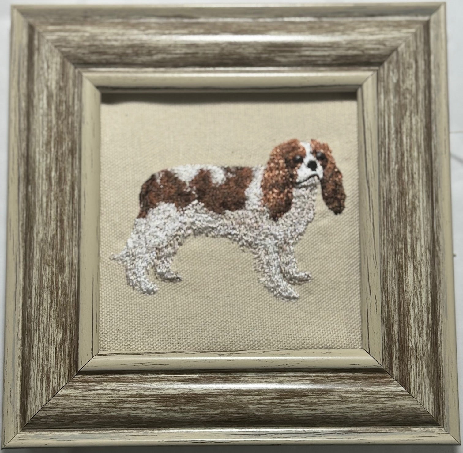 Cavalier King Charles Spaniel — Machine Embroidered Framed Art | Tabletop Decor