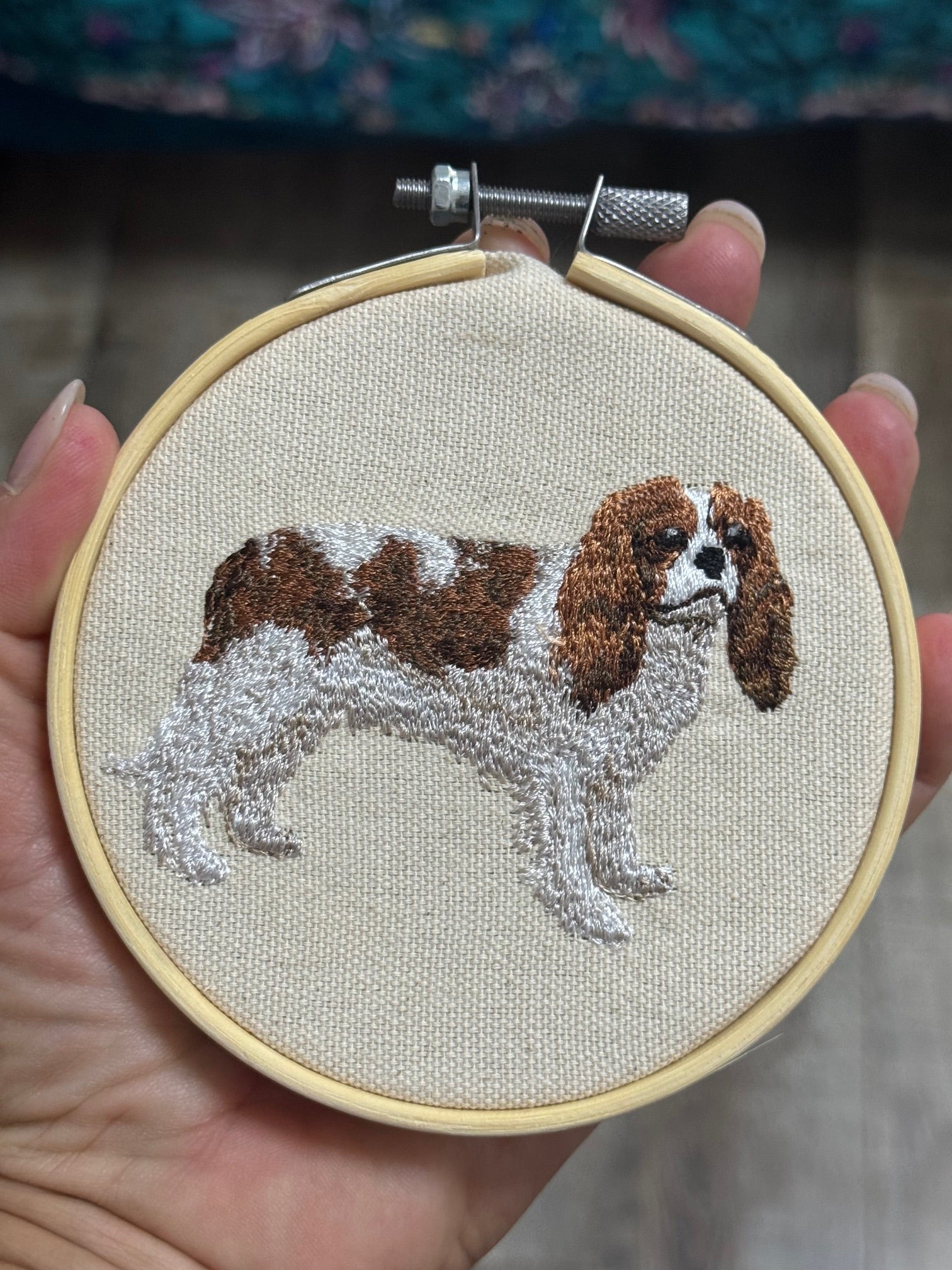 Cavalier King Charles Spaniel — Machine Embroidered Framed Art | Tabletop Decor