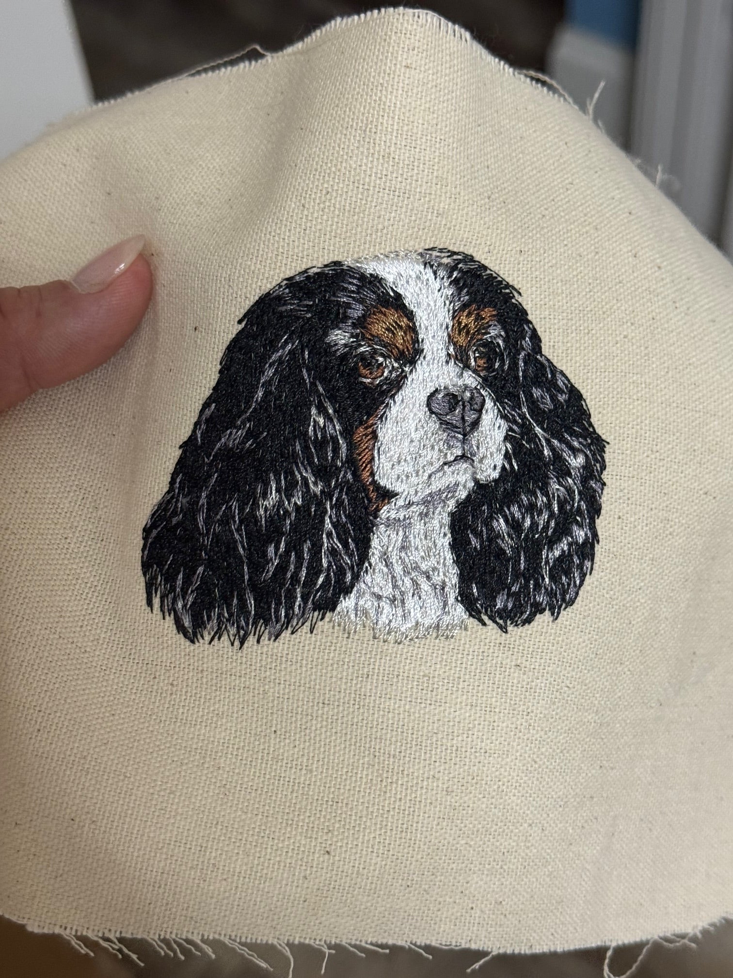 Cavalier King Charles Spaniel Machine Embroidered Framed Art No. 2 | Tabletop Decor