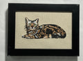 Calico Tortoiseshell Cat Machine Embroidered Framed Art | Tabletop Decor