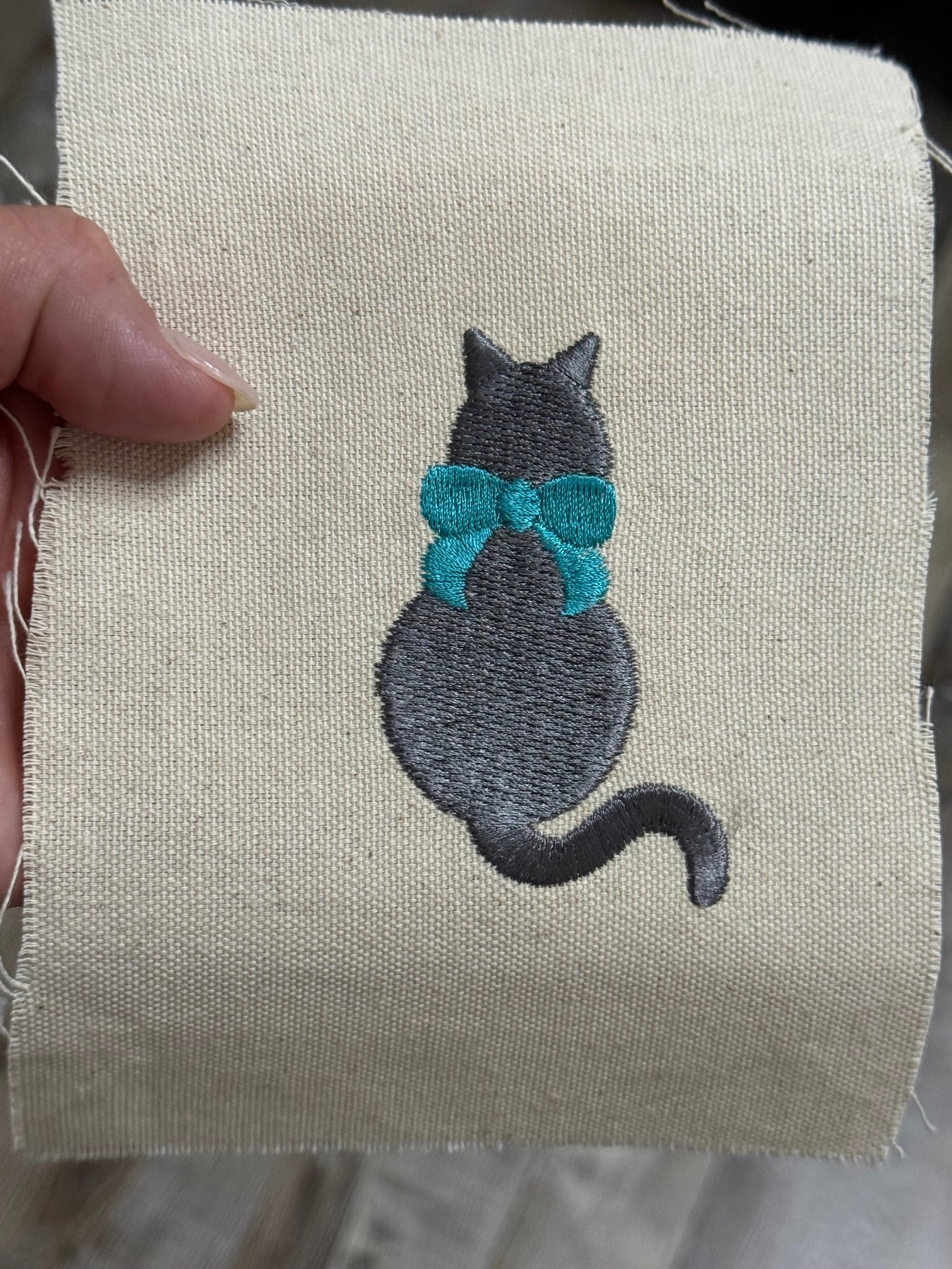 Cat Machine Embroidered Framed Art | Tabletop Decor