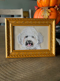 Poodle Bichon Machine Embroidered Framed Art | Tabletop Decor for Home or Office