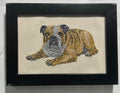 Bulldog Machine Embroidered Framed Art No. 2 | Tabletop Decor