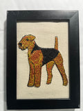Airedale Terrier Machine Embroidered Framed Art | Tabletop Decor