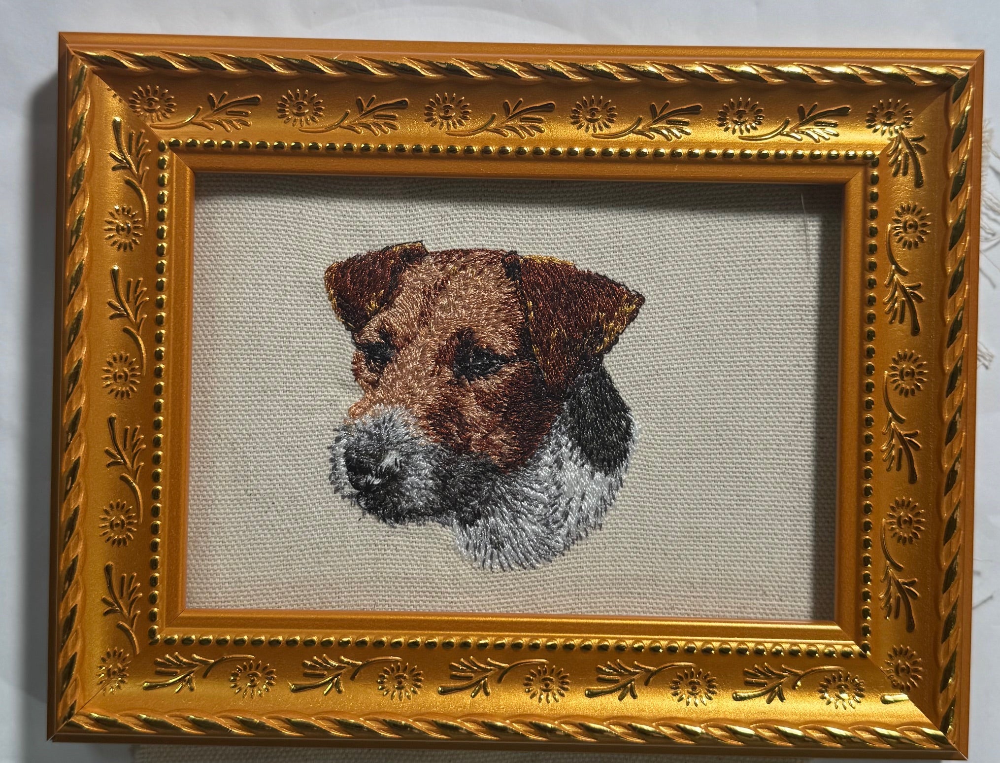 Jack Russell Terrier Machine Embroidered Framed Art No. 1 | Tabletop Decor
