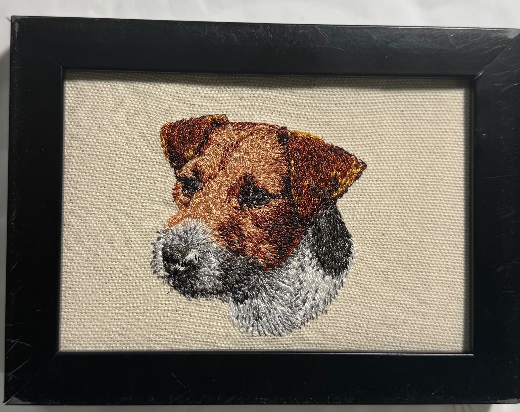 Jack Russell Terrier Machine Embroidered Framed Art No. 1 | Tabletop Decor